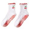 Cartoon Yoga Socks, Women's Embroidered Mid-calf Socks, Cherry Professional Anti-slip Fitness Pilates Sports Floor