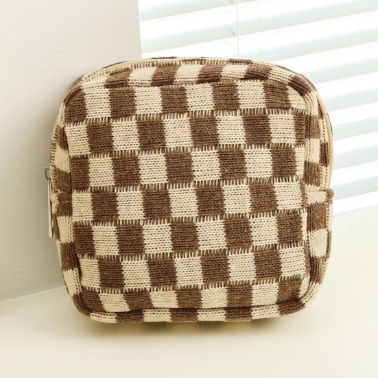 Checkered Period Bag for Women Girls Knitted Sanitary Napkin Bag Cute Menstrual Pad Pouch Tampon Holder for Purse