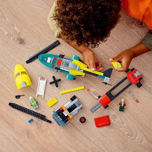 LEGO City Rescue Helicopter Transport Truck 60343, a toy block gift for boys and girls ages 5 and up.