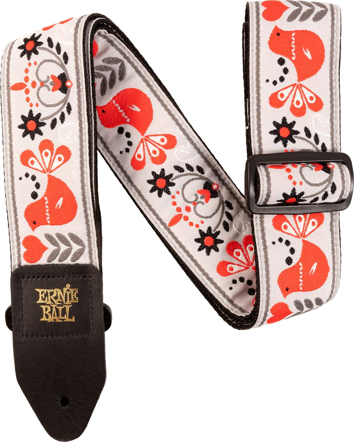

[Authentic] ERNIE BALL 4689 Guitar Strap Jacquard Strap Red Bird Winter