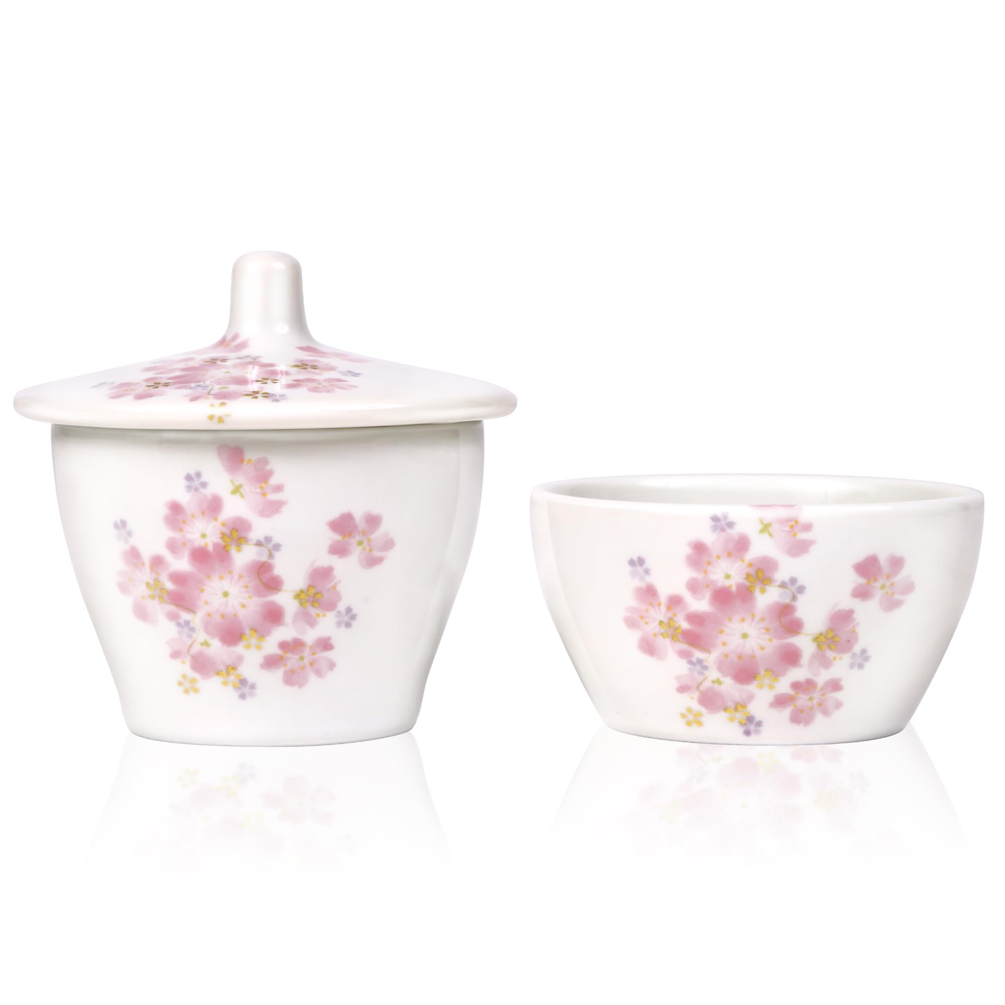 

Akazawa Choyo Buddhist Altar Set, Porcelain Buddhist Tea Set [Wazakura] White, Includes Water and Rice Containers