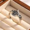 Bf Club   Rings For Women Simple Geometric Handmade Irregular Retro Bird Wings Ring Allergy For Birthday Gift