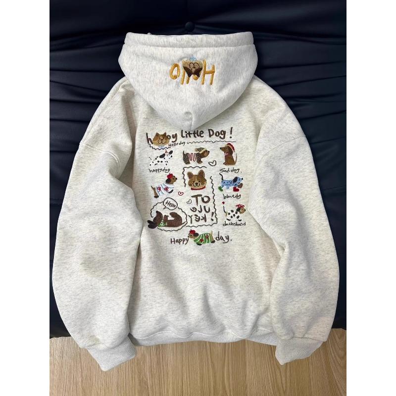 Sweater women's model, fleece and thicker brand feeling in autumn and winter, showing thin milk fu lazy