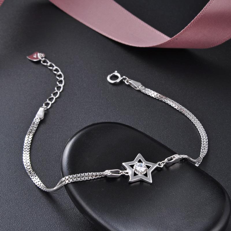 Lindon Dámské šperky Zirkon 925 Sterling Silver Geometrické korálky Řetízkový náramek Módní jemný svatební dárek pro přítelkyni