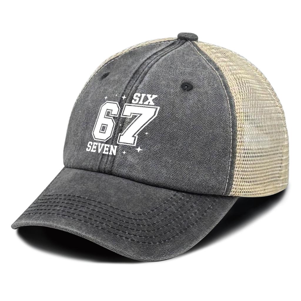 White 67 Printed Baseball Cap Adjustable Vintage Unisex Comfortable Curved Brim Cap For Women Outdoor Travel Camping