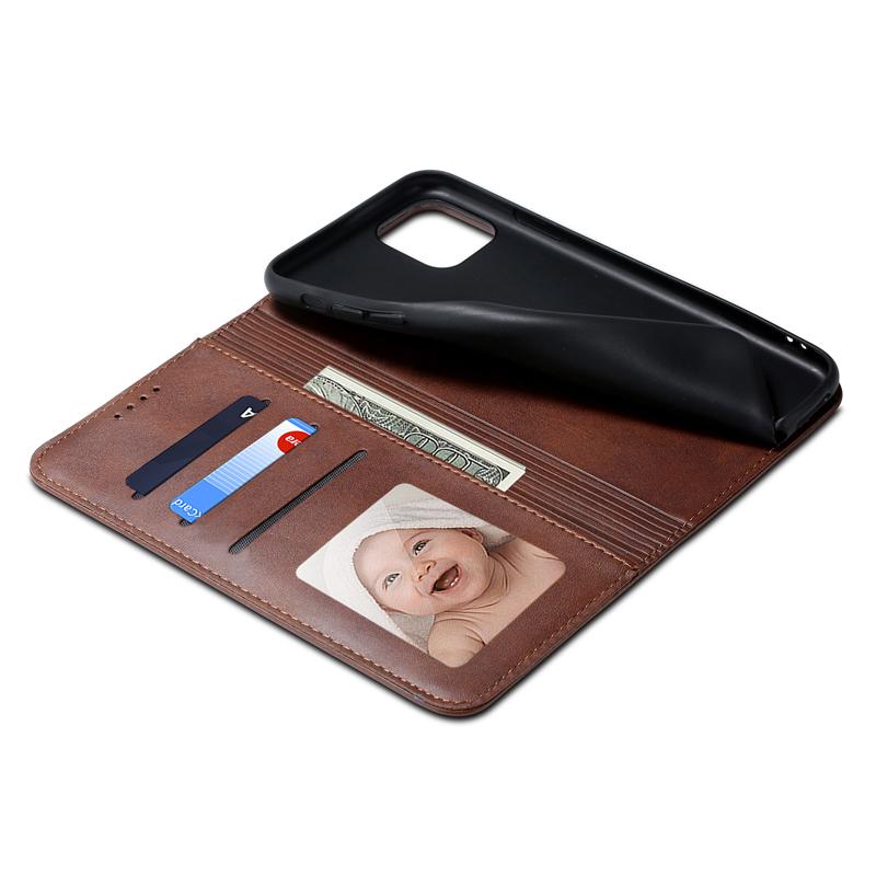 Leather Mobile Phone Cases With Cards Slots Magnetic Flip Cowhide Folio Leather Compartment Wallet Case
