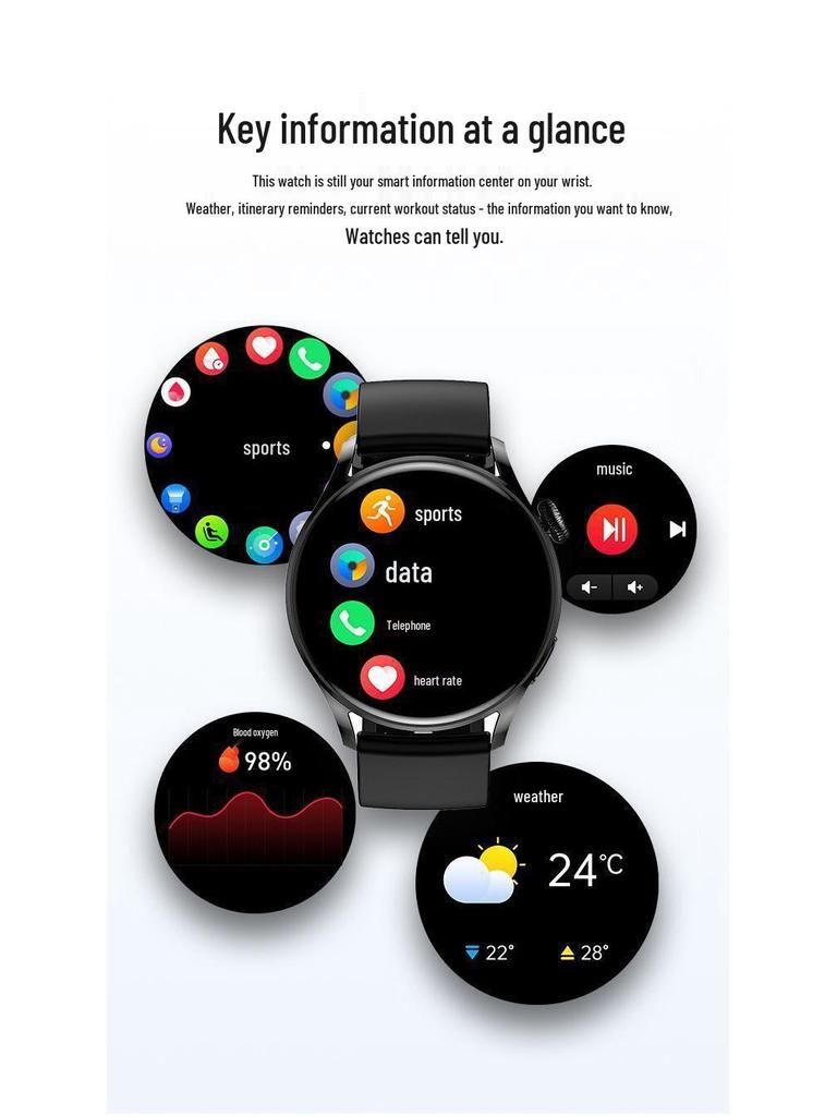Smartwatch Fitness Tracker: Heart Rate, Blood Pressure, SpO2 Detection, IP68 Waterproof, Low Power, Long Battery Life for Running & Sports.