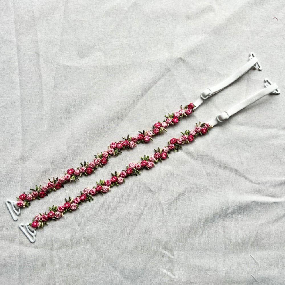 Creative Gift Removable Floral Bra Straps Polyester Lace Shoulder Straps Anti-slip Elastic Floral Shoulder Belts