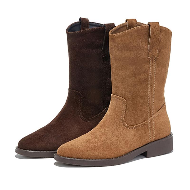 Moda 2025 Nowe Damskie Kowbojki Antypoślizgowe Plisowane Do Połowy Łydki Damskie Botki Duży Rozmiar Modne damskie Botki Biker