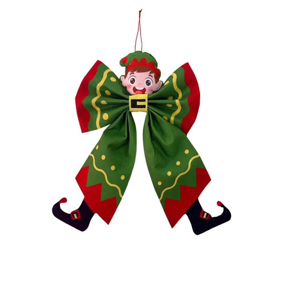 Christmas Fabric Bow - Embroidered Christmas Floral Decorative Holiday Bow