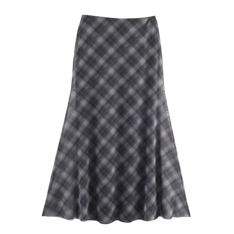 Kaslead New Arrival Women's Clothing Fashion Style Fashion Gingham Silk Net Tops Skirt 5039846 5039847