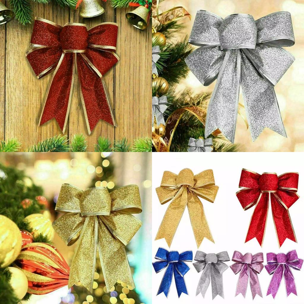 Elegant Christmas Ornaments With Glittering Bow Decorations For Holiday Cheer