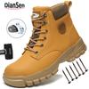 Men's All-Terrain Work Shoes Waterproof Steel Toe Safety Boots Lightweight Breathable Design with Anti-Smash Toe Cap Work Shoes