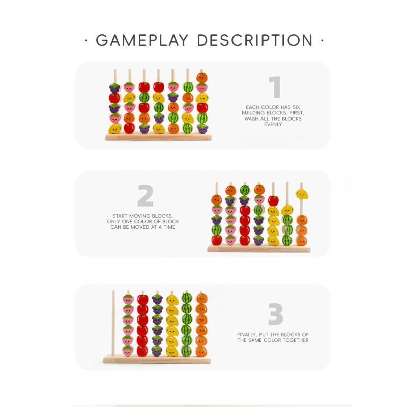 Wooden DIY Toy Cartoon Fruit Stringing Threading Color Shape Matching Puzzle Game Wooden Beads Toy Montessori Education Toy