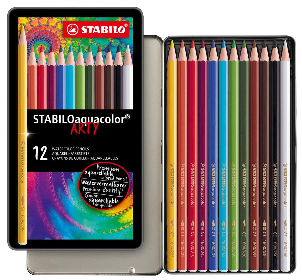 STABILO Watercolor Pencils, Aquacolor, 12 Colors, 1612-5
