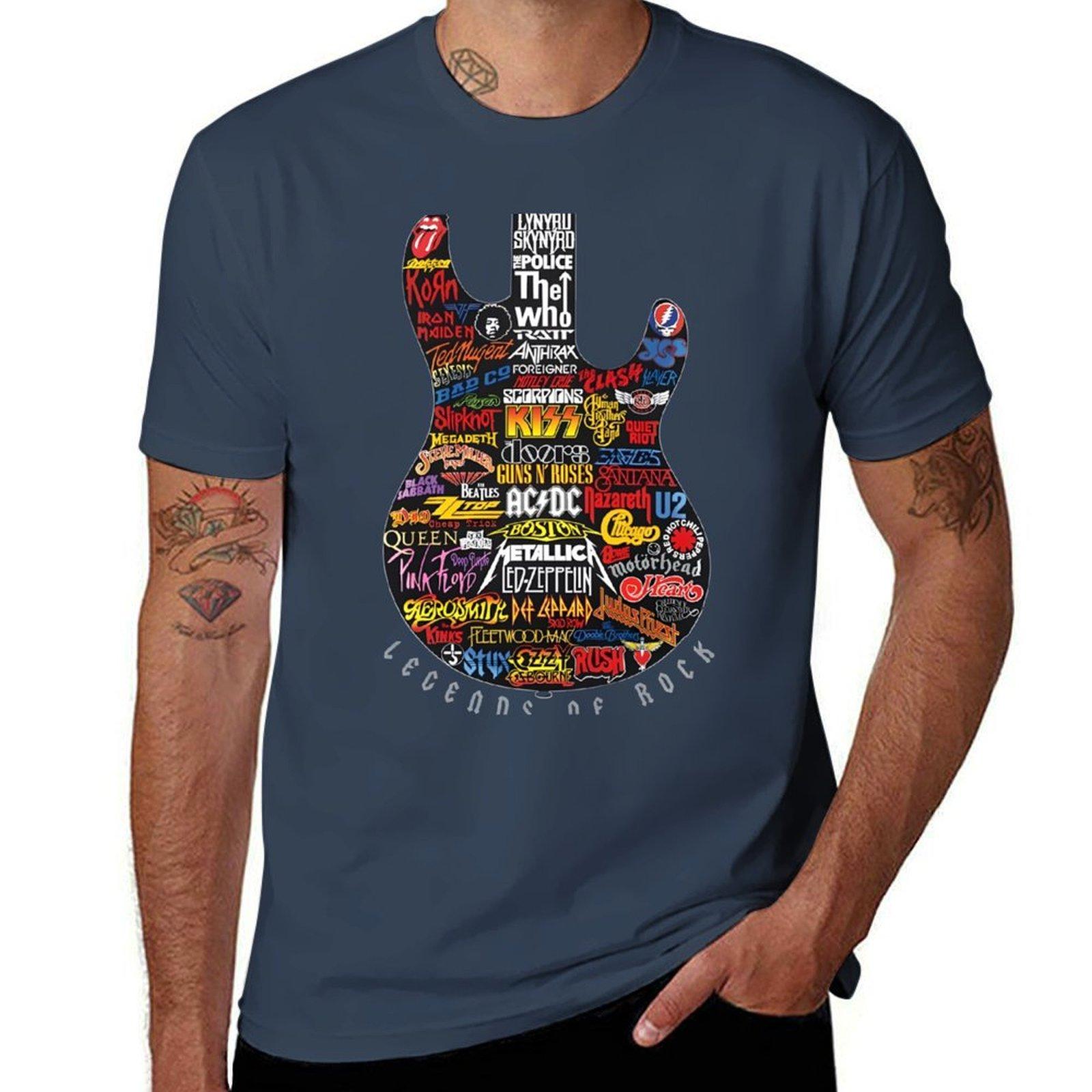 GUOYAN TOP Legends Of Rock T-shirt zwart anime figuren Koreaanse mode voetbal t-shirt heren vintage t-shirts M
