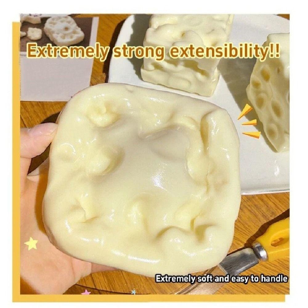6/7Cm Cheese Squeezed Cube Realistic Anxiety Relief Non Rebound Fidget Comfortable Tpr Giant Cheese Squeeze Stress Relief