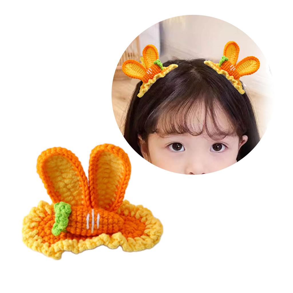 Trendy Women Hairpin Carrot Rabbit Ear Hairclip Colorful Crocheted Hair Clip Jewelry for Daily Wear Girls Accessories