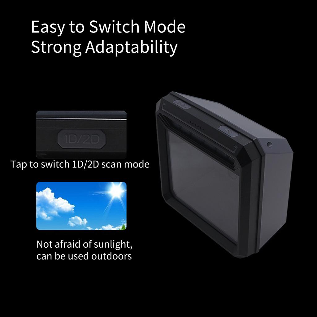 1D 2D Barcode Scanner QR Bar Code Reader Module Scanner CMOS Image USB Port Connection Omnidirectional Platform Auto Scanning High Scanning Speed 4m