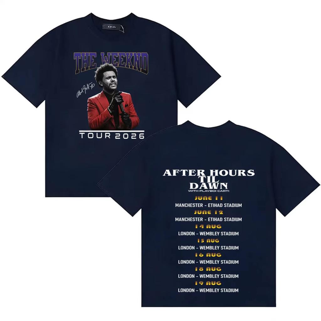 Singer The Weeknd After Hours Til Dawn 2026 World Tour Fashion High Quality Short Sleeve Popular Y2K Crew Neck Women And Men T-Shirt