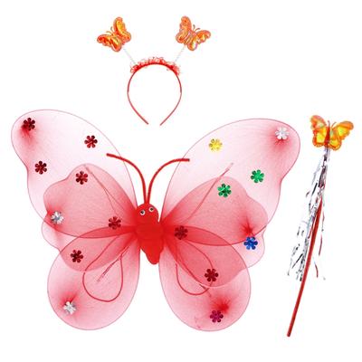 Wand Gift 3pcs Fairy Wings Butterfly Dress Up Tinker Bell Halloween Costume