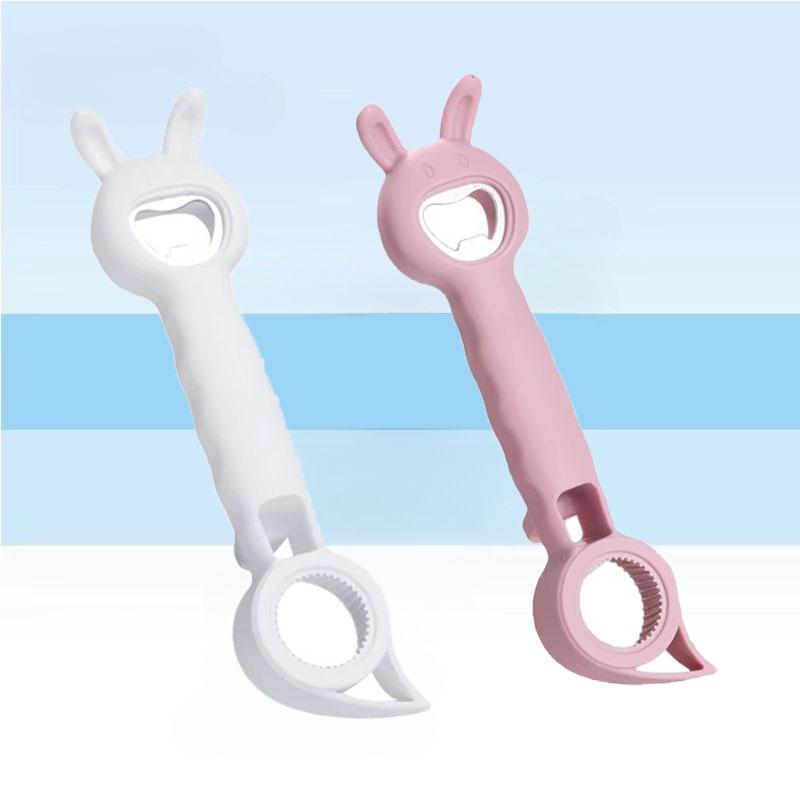 Cute Cartoon Multi Functional Can Opener Kitchen Tool for Beer Whiskey Bottle Caps Jar Lid Opener Stainless Steel PP Ergonomic