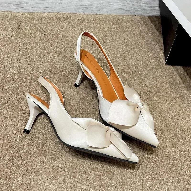Heeled Sandals for Women Butterfly Knot Thin Heels Woman Sexy Wedding Party Female Pumps 2024 New Summer Shoes Sandalias Mujer