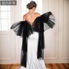 Detachable Big Puffy Tulle Shoulder Cuffs Long Streamer Floating Arm Sleeves Off Shoulder Bridal Accessory For Spaghetti Strap Wedding Gown Photoshoot