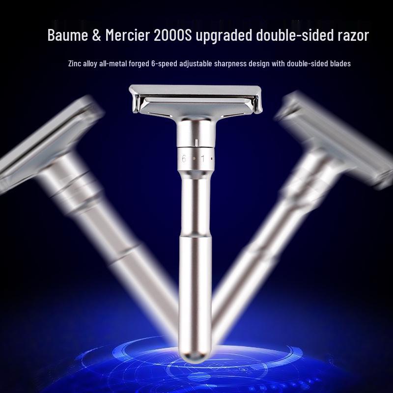 Famous Brand Adjustable Men's Manual Razor - Upgraded, Washable Stainless Steel, Double-Sided Blade