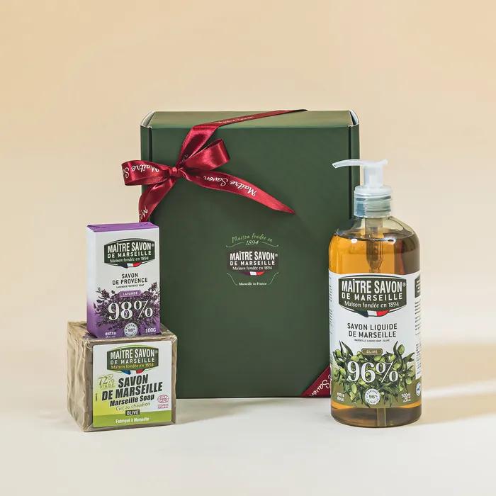France Marseille All-in-One 3-Piece Set (Liquid Soap 500ml + Marseille Soap 300g + Perfume Soap 100g) Citrus Verbena