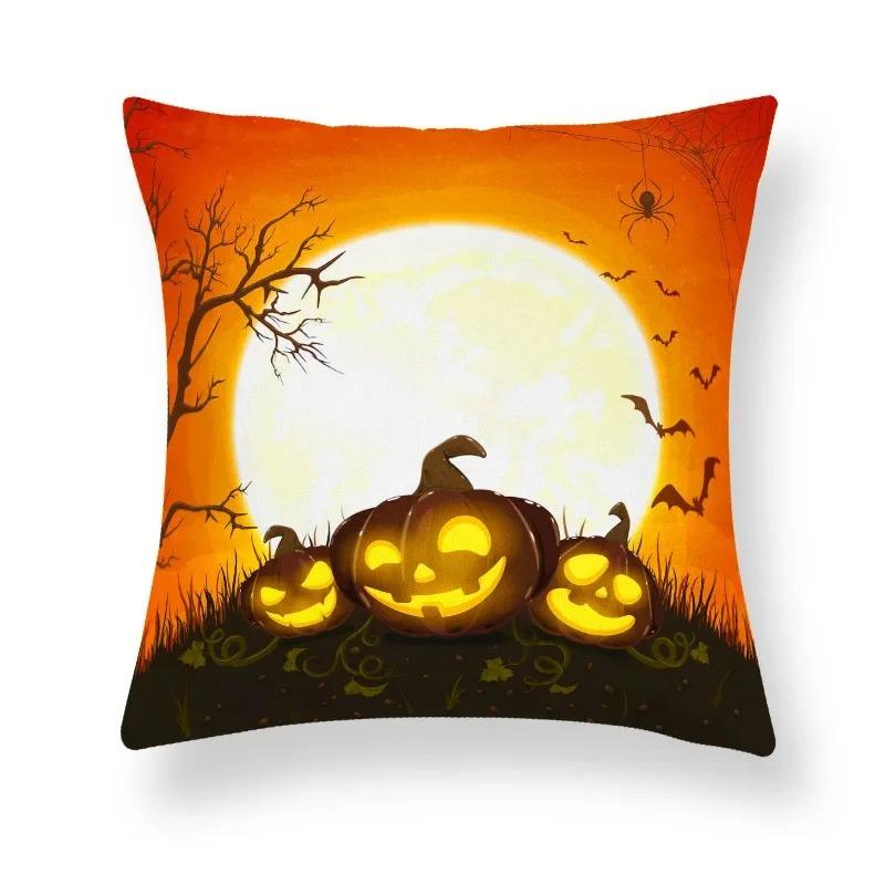 Halloween Dekorativt Kuddfodral Sött Spöke Pumpa Kattmönster Kuddfodral Lämpligt för Hem Vardagsrum Soffa Rum