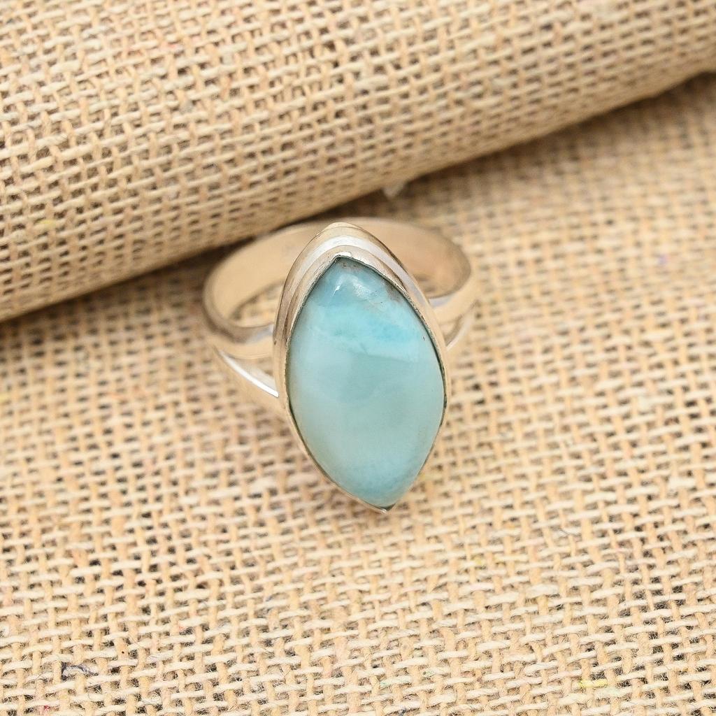Larimar Gemstone Handmade 925 Srebrny Pierścień Biżuteria Na Święto Dziękczynienia