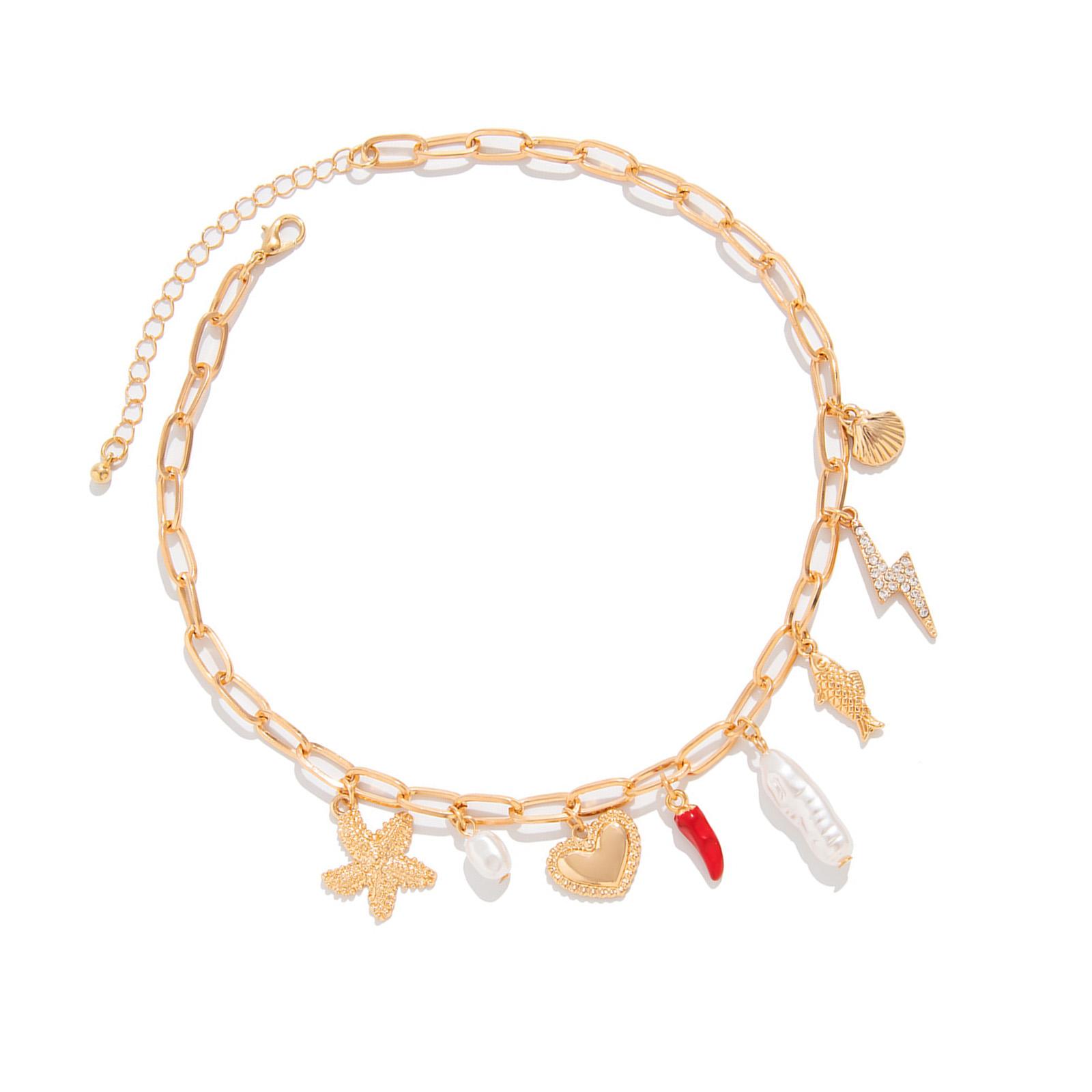 

Boho Style Gold Seashell Conch Charm Choker Necklace Holiday Beach Accessory Ocean Inspired Choker Jewelry B