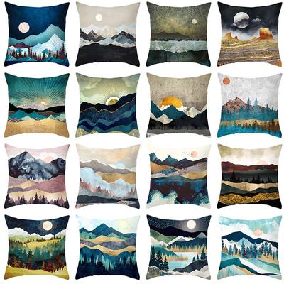 Popular Golden Mountain Peak Pillow Case Home Sofa Pillow Cushion Cover Fresh Side Sleep