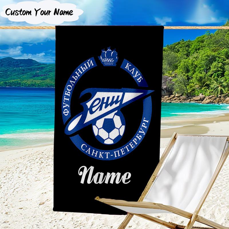 1PC Custom Name Beach Towel Zenit FC Crest Beach Towel, Suitable for Camping, Travel, Beach Accessories, Super Absorbent, Family Gift