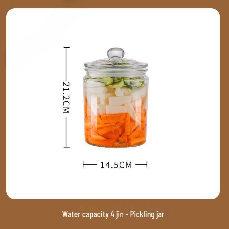 Kimchi Jar - Thick Glass Pickle Jar for Vegetables, Laba Garlic, Waterproof & Sealed