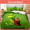 Das Grinch Zeichentrickfigur 3D-gedruckte Bettbezug-Set für moderne Schlafzimmerdekoration