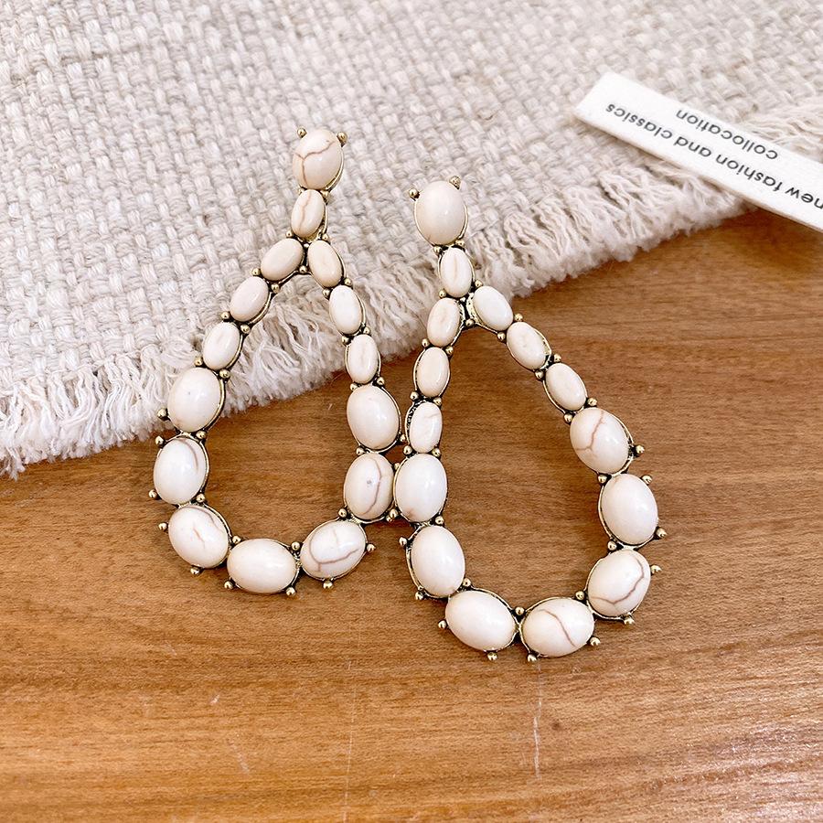 Rhinestone Stone Water Drop Pendant Earrings Vintage Elegant Jewelry