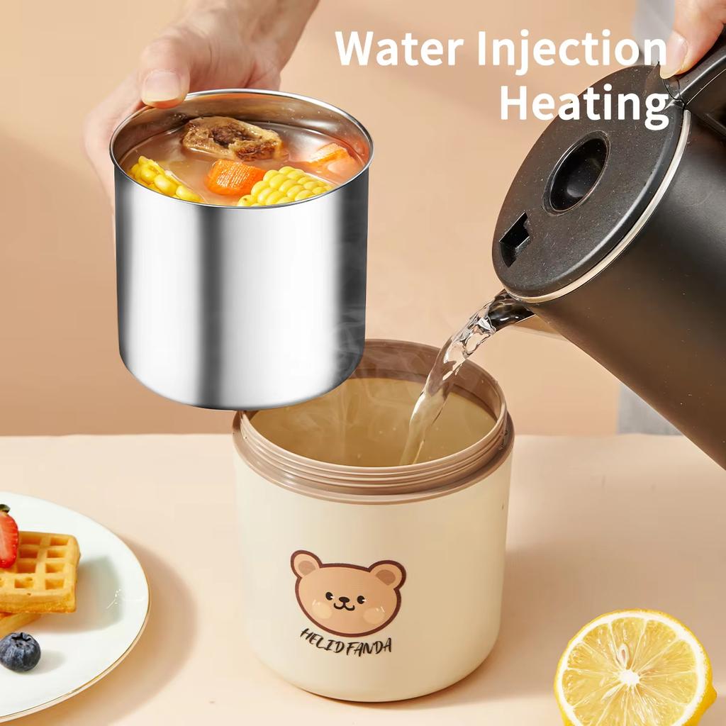 Cute Thermal Lunch Box for Kid Student School Portable Leak-proof 304 Stainless Steel Keep Warm Food Container Microwave Safe