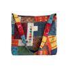 Double-Sided Bohemian Denim Canvas Tote Bag Vintage Contrast Color Commuter Handbag For Women