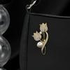 Diamond Temperament Tulip Pearl Brooch, Light Luxury High-End Coat Corsage Suit Pin Women