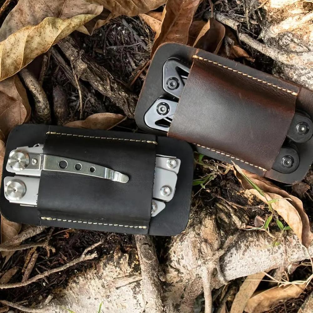 Funda de Cuero Vintage Europea para Cuchillo Changmai con Pinza para Cinturón Horizontal - Almacenamiento de Bolsillo Hecho a Mano para Hombre, Funda Plegable de Cuero para Navaja