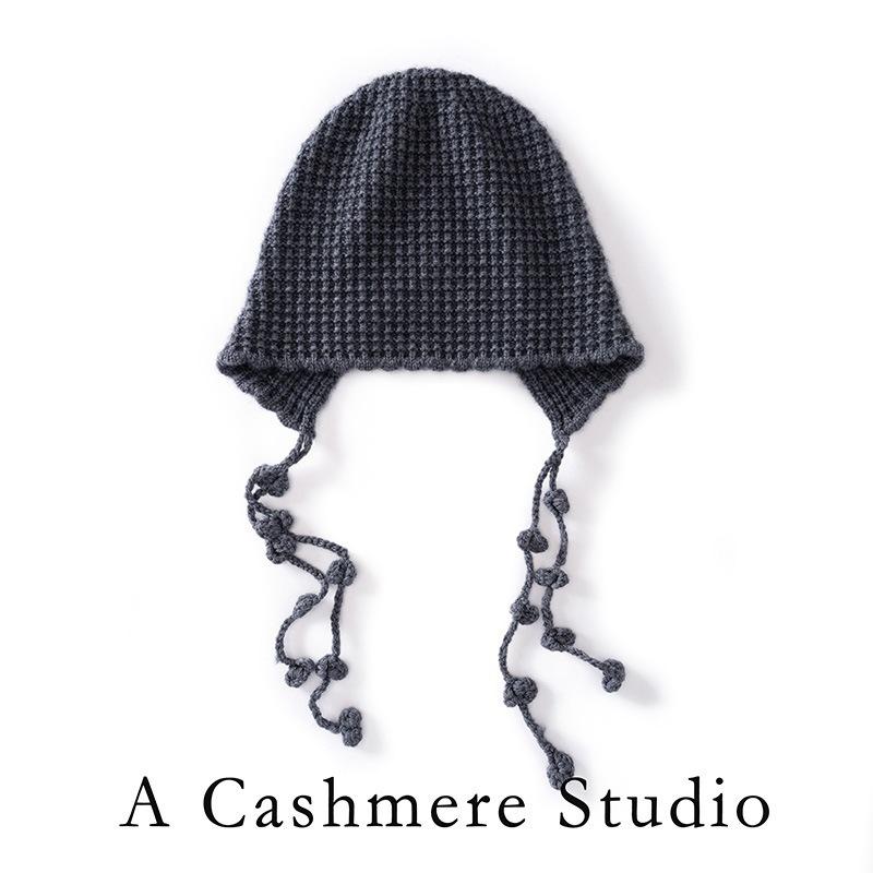 Hipster braid cashmere hat wool hat women's autumn and winter warm big head circumference ear protection knitted hat bag head cold hat