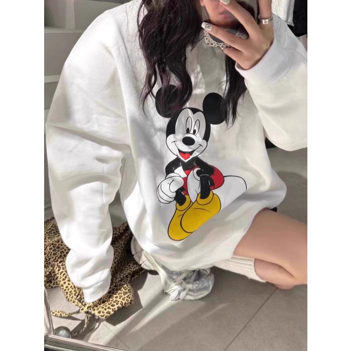 Heavyweight 2024 Mickey Mouse Print Hoodie - 320g Cotton/420g Silver Fox Fleece