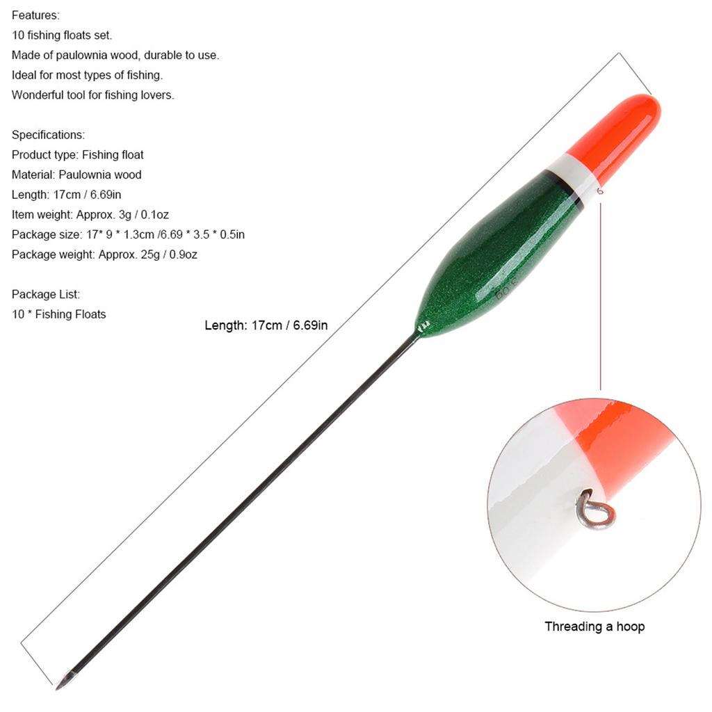 10Pcs Long Tail Fishing Bobber Buoy Vertical Drift Floats Paulownia Wood Fishing Floats Fishing Accessories Enduring