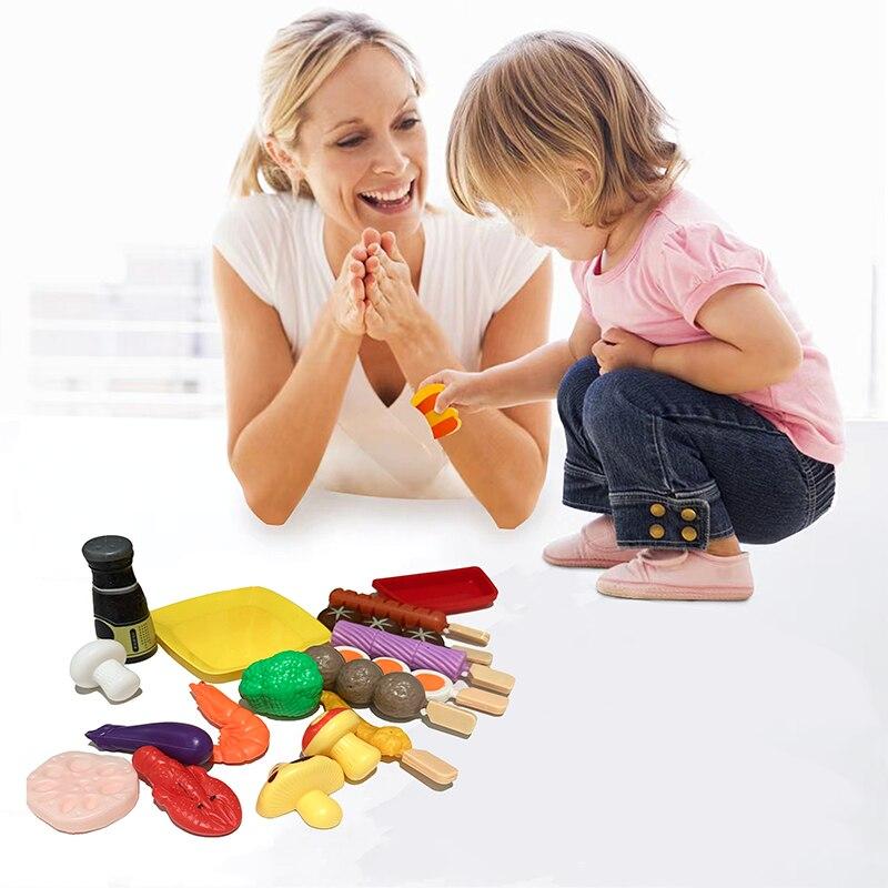 Non-Toxic 19 Pcs Bbq Barbecue Toys Children'S Family Toy Barbecue Stall Paren Child Game