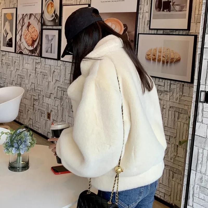 

WTEMPO женские зимние шубы женские свободные повседневные толстые теплые кашемировые пальто офисные женские белые розовые куртки верхняя одежда из норкового меха S бежевый