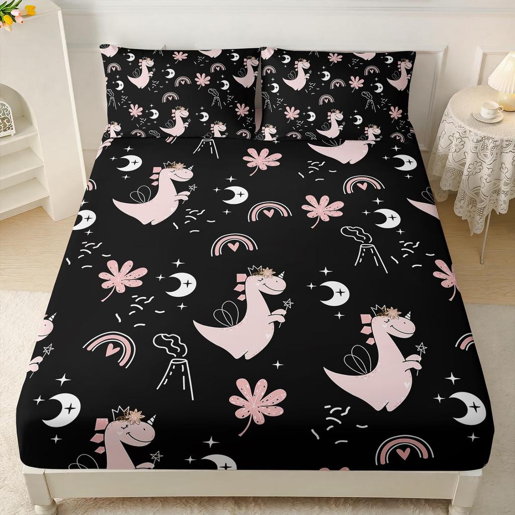Animal Cat Pattern Mattress Three-Piece Digital Printing Mattress Bedding Set Adult Children
