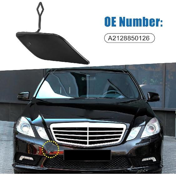 Front Passenger Side Bumper Tow Hook Cover A2128850126 Towing Eye Cover Cap for Mercedes-Benz E350 2010-2013 Black