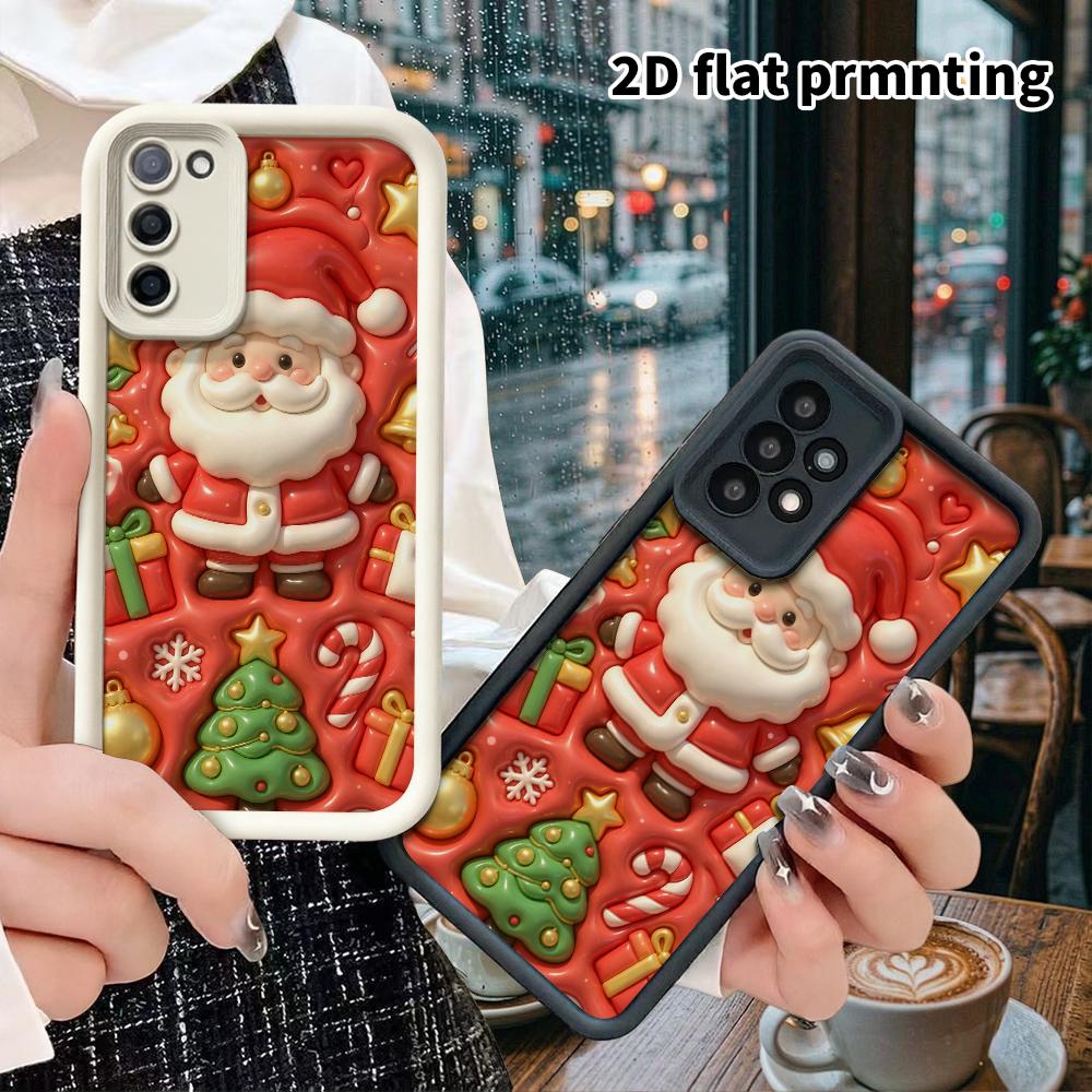 Phone case: 2D flat, suitable for Samsung Galaxy A34 A35 M05 M06 S20 S22 S21 FE Plus 5G protective case, Santa Claus, Christmas and Halloween, perfect